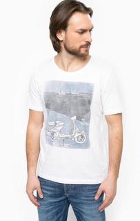 Белая хлопковая футболка Mustang