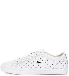 Белые кеды из фактурной кожи Lacoste
