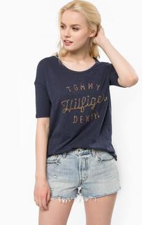 Футболка из хлопка с отделкой бисером Hilfiger Denim