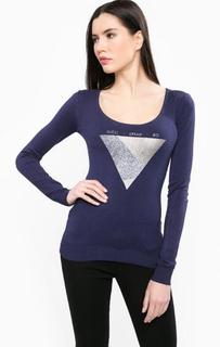 Синий джемпер с контрастным принтом Guess