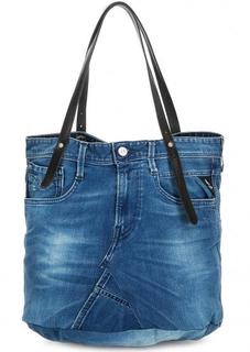 Вместительная джинсовая сумка с длинными ручками Replay