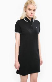 Короткое черное платье из хлопка Fred Perry