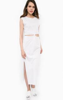 Белое платье из хлопка с разрезами MET