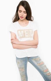 Белая футболка с декоративной вышивкой MET