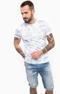 Белая футболка из хлопка с разноцветным принтом Diesel