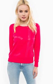 Свитшот цвета фуксии с текстильной аппликацией Calvin Klein Jeans
