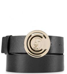 Черный ремень с круглой пряжкой Armani Jeans