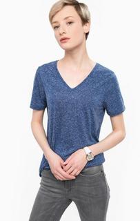 Синяя футболка с треугольным вырезом Ichi