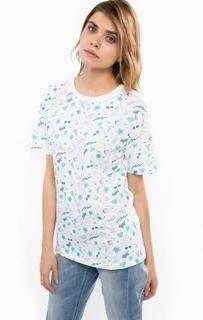 Белая футболка из хлопка с ярким принтом Diesel