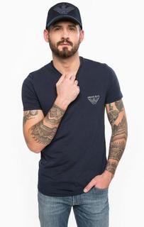 Хлопковая футболка с треугольным вырезом Armani Jeans