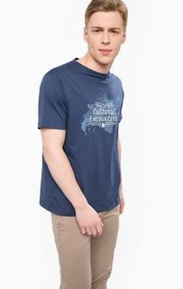 Синяя хлопковая футболка с круглым вырезом Lerros