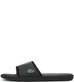 Черные резиновые сланцы Lacoste