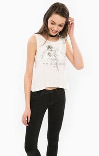 Хлопковый топ молочного цвета Pepe Jeans
