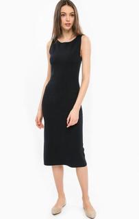 Синее платье из вискозы с разрезом сзади Stefanel