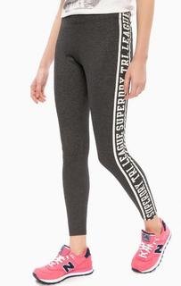 Серые спортивные леггинсы с декоративным принтом Superdry