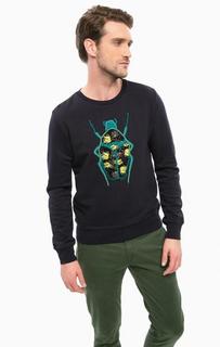 Синий свитшот с нашивкой и вышивкой Scotch&Soda