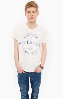 Хлопковая футболка с треугольным вырезом Pepe Jeans