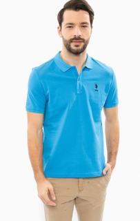 Синяя хлопковая футболка поло U.S. Polo Assn.