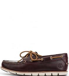 Бордовые топсайдеры из натуральной кожи Timberland