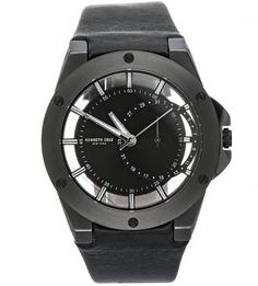 Часы с круглым циферблатом и кожаным браслетом Kenneth Cole