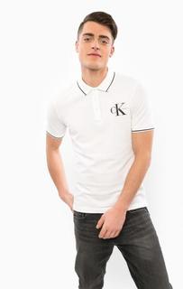 Футболка поло белого  цвета Calvin Klein Jeans
