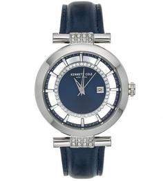 Часы с синим браслетом и отделкой стразами Kenneth Cole
