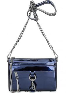 Синяя лаковая сумка через плечо Rebecca Minkoff