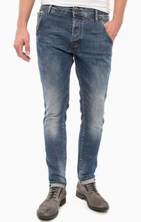Синие зауженные джинсы с застежкой на болты Guess