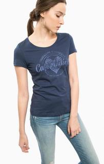 Синяя хлопковая футболка с короткими рукавами Mustang