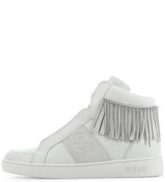 Кожаные кеды с металлическим декором Guess