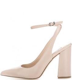 Бежевые кожаные босоножки на ремешке Guess