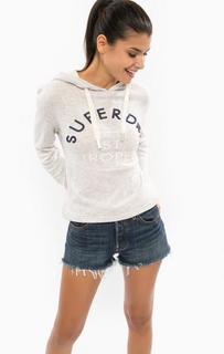 Серая толстовка из хлопка с вышивкой Superdry