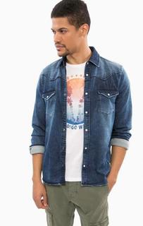 Приталенная рубашка из денима на кнопках Mustang