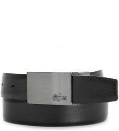 Тонкий кожаный ремень черного цвета Lacoste