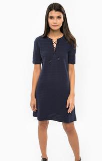 Синее хлопковое платье с короткими рукавами Drykorn