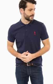 Синяя хлопковая футбоолка поло U.S. Polo Assn.
