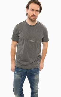 Серая футболка с карманом на молнии Diesel