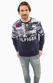 Темно-синий свитшот с принтом Hilfiger Denim