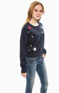 Синий свитшот с нашивками Hilfiger Denim