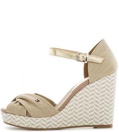 Текстильные босоножки на плетеной танкетке Tommy Hilfiger