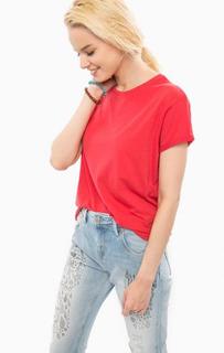 Красная хлопковая футболка с круглым вырезом Pepe Jeans