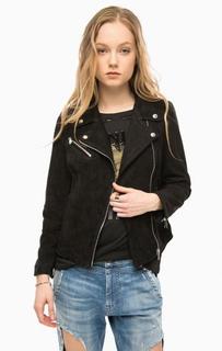 Черная замшевая куртка на молнии Replay