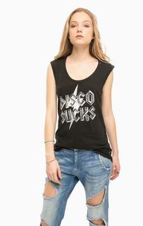 Хлопковая майка с отделкой пайетками Replay