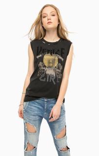 Хлопковый топ с отделкой пайетками Replay