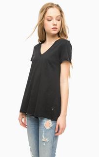 Черная хлопковая футболка Replay