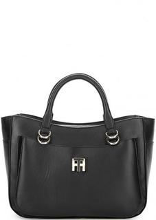 Сумка черного цвета из гладкой кожи Tommy Hilfiger
