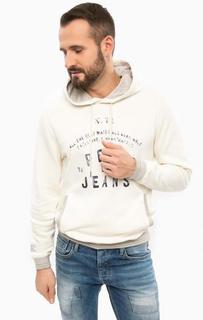 Толстовка молочного цвета с принтом Pepe Jeans