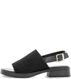 Черные кожаные босножки на низком каблуке Vagabond