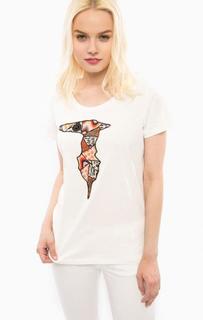 Хлопковая футболка с декоративной нашивкой Trussardi Jeans