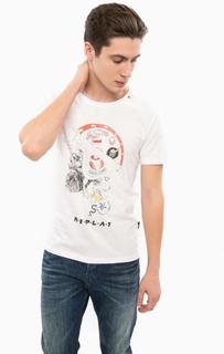 Хлопковая футболка с принтом Replay